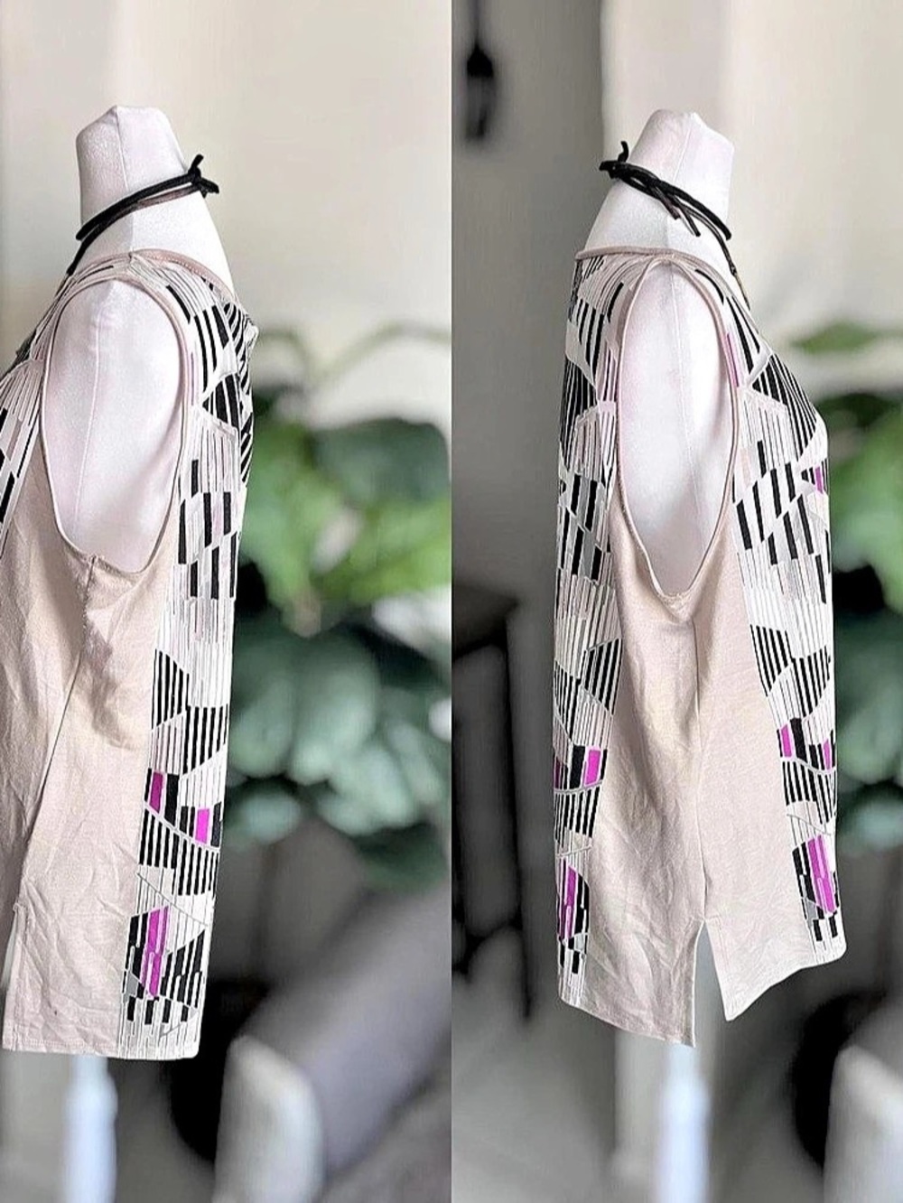 Worthington XL Geometric Sheer Panel Sleeveless Tunic Top - Picture 4 of 8